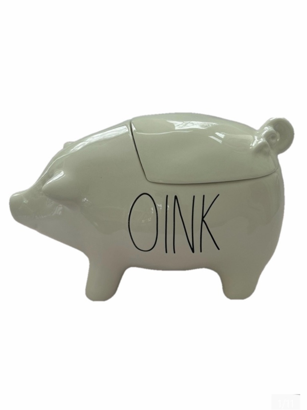 Rae Dunn Artisan Magenta Pig OINK Canister Cookie Jar White